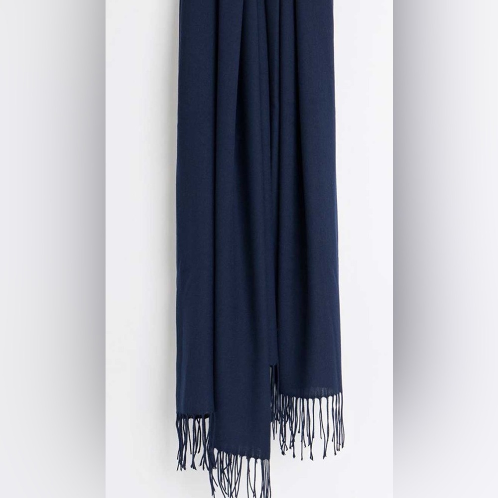 Jasmine Deep Blue Faux Pashmina with Fringe